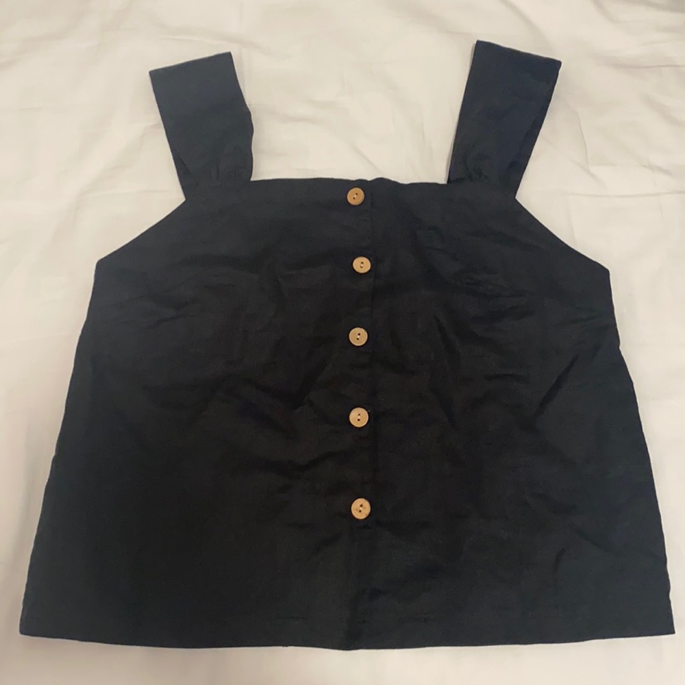 Cute black linen tank top